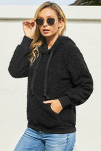 Load image into Gallery viewer, Drawstring Sherpa Hoodie with Pocket