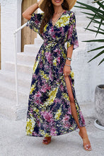 Load image into Gallery viewer, Printed Tied Half Sleeve Slit Dress