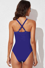 Load image into Gallery viewer, Spliced Mesh Halter Neck One-Piece Swimsuit