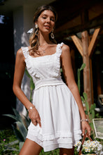 Load image into Gallery viewer, Sleeveless Tie Back Ruffle Hem Layered Mini Dress