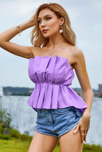Load image into Gallery viewer, Pleated High-Low Strapless Top