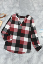 Load image into Gallery viewer, Plaid V-Neck Long Sleeve Top