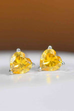 Load image into Gallery viewer, 2 Carat Yellow Heart Moissanite Platinum-Plated Earrings
