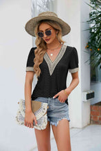 Load image into Gallery viewer, Contrast V-Neck Puff Sleeve Top