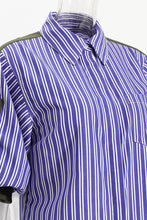 Load image into Gallery viewer, Contrast Striped Lantern Sleeve Shirt Dress