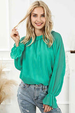 Load image into Gallery viewer, Round Neck Flounce Sleeve Blouse