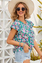 Load image into Gallery viewer, Printed Round Neck Cap Sleeve Blouse