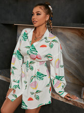 Load image into Gallery viewer, Fruit Print Curved Hem Shirt Dress