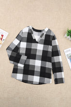 Load image into Gallery viewer, Plaid V-Neck Long Sleeve Top