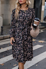 Load image into Gallery viewer, Printed Round Neck Flounce Sleeve Dress