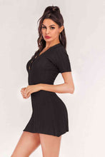 Load image into Gallery viewer, Buttoned Short Sleeve V-Neck Knit Dress