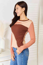 Load image into Gallery viewer, Double Take Color Block Exposed Seam Long Sleeve Top