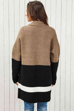 Load image into Gallery viewer, Color Block Dropped Shoulder Longline Cardigan