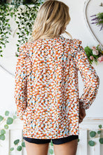 Load image into Gallery viewer, Printed Ruffle Shoulder Long Sleeve Blouse