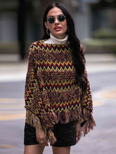 Load image into Gallery viewer, Fringe Hem Boat Neck Poncho