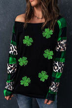 Load image into Gallery viewer, Lucky Clover Plaid Long Sleeve T-Shirt