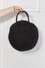 Load image into Gallery viewer, Justin Taylor Beach Date Straw Rattan Handbag in Black