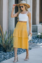 Load image into Gallery viewer, Textured Elastic Waist Layered Midi Skirt