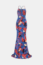 Load image into Gallery viewer, Botanical Print Halter Neck Crisscross Dress
