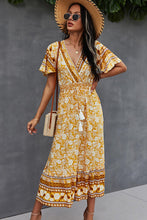 Load image into Gallery viewer, Bohemian Flutter Sleeve Wrap Top Dress