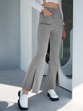 Load image into Gallery viewer, Heathered Slit Ankle Flare Pants