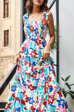 Load image into Gallery viewer, Smocked Printed Wide Strap Tiered Dress