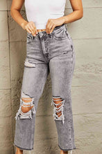 Load image into Gallery viewer, BAYEAS Acid Wash Distressed Cropped Straight Jeans