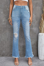 Load image into Gallery viewer, High Waist Distressed Flared Jeans