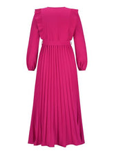 Load image into Gallery viewer, Pleated Surplice Tie Waist Maxi Dress