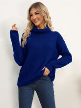 Load image into Gallery viewer, Slit Turtleneck Dropped Shoulder Sweater