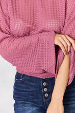 Load image into Gallery viewer, Culture Code Full Size Waffle-Knit Round Neck Long Sleeve Blouse