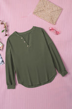 Load image into Gallery viewer, Button Detail Curved Hem Top
