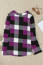 Load image into Gallery viewer, Plaid V-Neck Long Sleeve Top