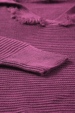 Load image into Gallery viewer, Horizontal Ribbing Fringe Trim Hooded Sweater