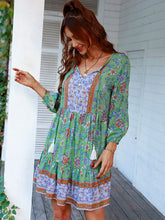 Load image into Gallery viewer, Bohemian Tassel Tie Tiered Dress