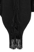 Load image into Gallery viewer, Fringe Detail Long Sleeve Ribbed Poncho