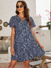 Load image into Gallery viewer, Animal Print Button Front Flutter Sleeve Dress