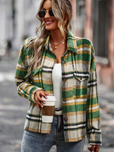 Load image into Gallery viewer, Plaid Button Front Brushed Shacket with Breast Pockets