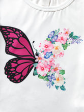 Load image into Gallery viewer, Butterfly Graphic Top and Belted Denim Shorts Set