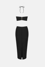 Load image into Gallery viewer, Flower Detail Cutout Halter Neck Knit Dress
