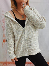 Load image into Gallery viewer, Zip Up Drawstring Long Sleeve Hooded Sweater