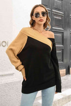 Load image into Gallery viewer, Ribbed Off-Shoulder Lantern Sleeve Pullover Sweater