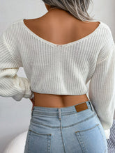 Load image into Gallery viewer, Twisted Front Long Sleeve Cropped Sweater