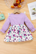 Load image into Gallery viewer, Girls Floral Two-Tone Dress