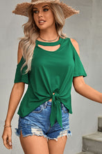Load image into Gallery viewer, Tied Cutout Cold-Shoulder Top