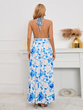Load image into Gallery viewer, Slit Backless Printed Halter Neck Dress