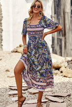 Load image into Gallery viewer, Bohemian Square Neck Short Sleeve Midi Dress