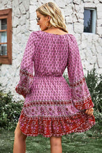 Load image into Gallery viewer, Bohemian Drawstring Waist Balloon Sleeve Dress