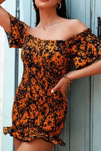 Load image into Gallery viewer, Floral Ruffle Hem Off-Shoulder Mini Bodycon Dress