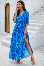 Load image into Gallery viewer, Printed Tied Half Sleeve Slit Dress